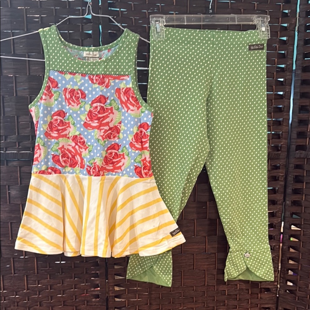 Matilda Jane Hello Lovely Beaming Brightly tank top coastal leggings Set EUC 10